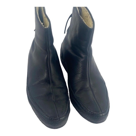 Vintage Bates Floaters Black Leather Ankle Boots Zip Back Fleece Lined Woman's 8 - Picture 4 of 10